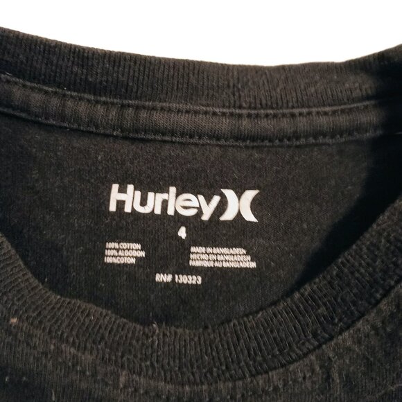 EUC: Boys' Hurley sz 4 Black Striped Circle Logo T-Shirt - Picture 3 of 4